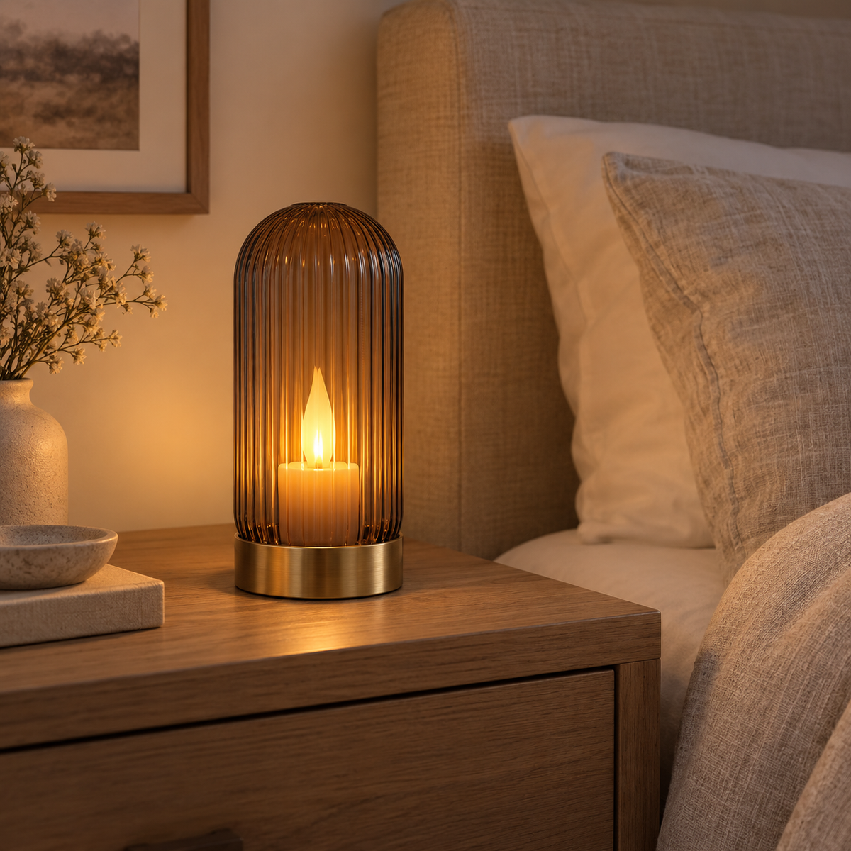 Amber Cage Candle Lamp