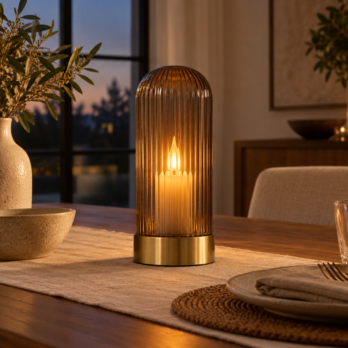 Amber Cage Candle Lamp