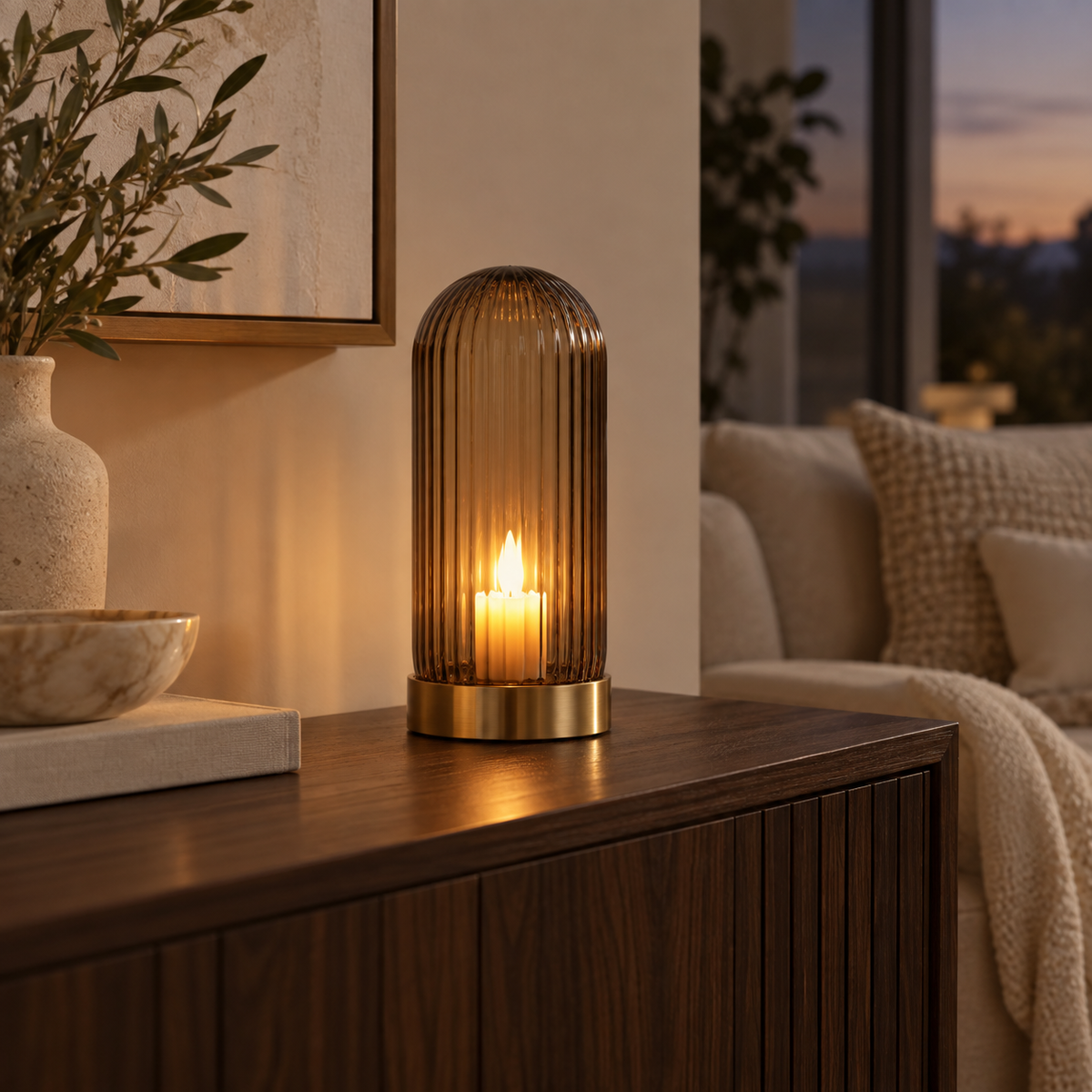 Amber Cage Candle Lamp