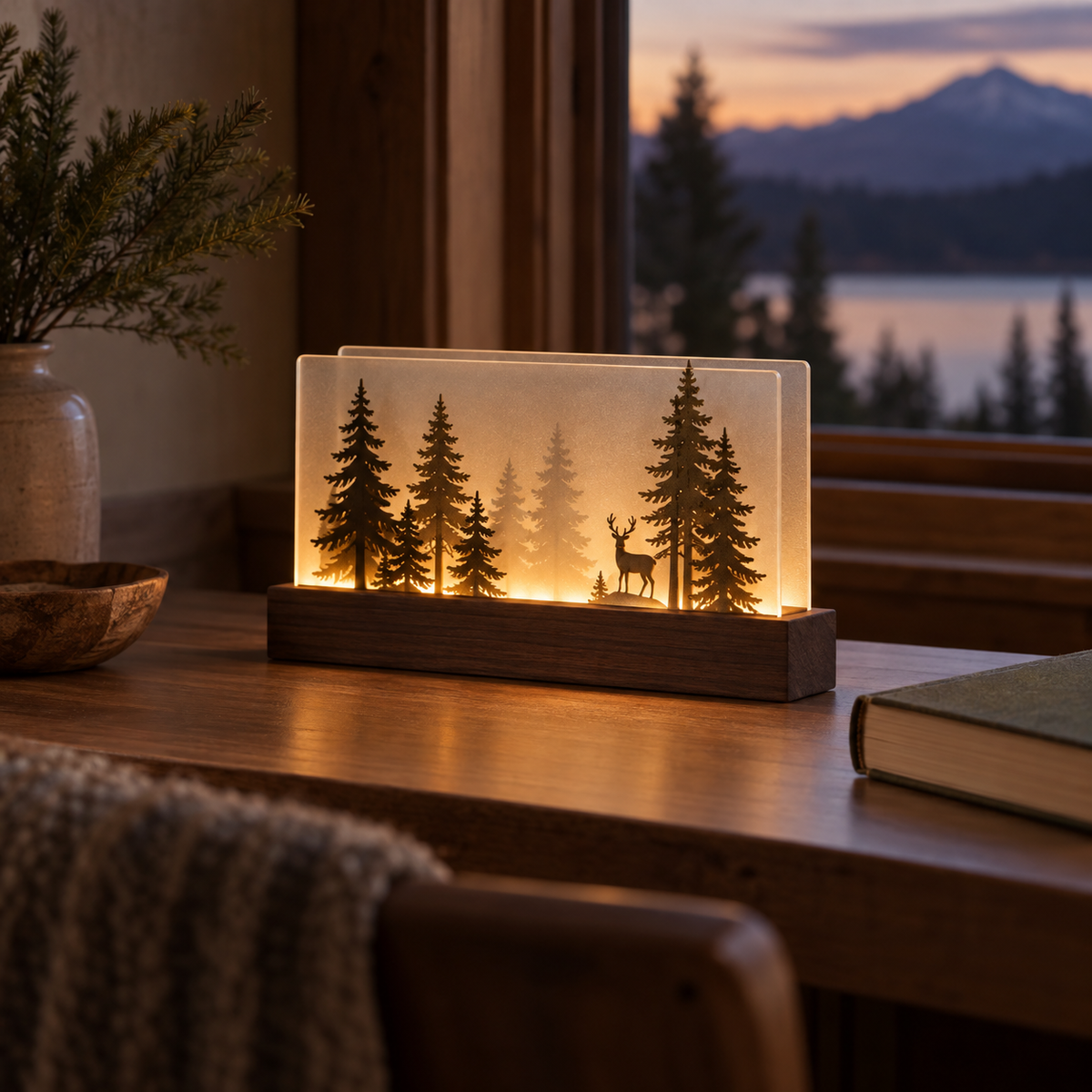 Forest Silhouette Lightbox Lamp