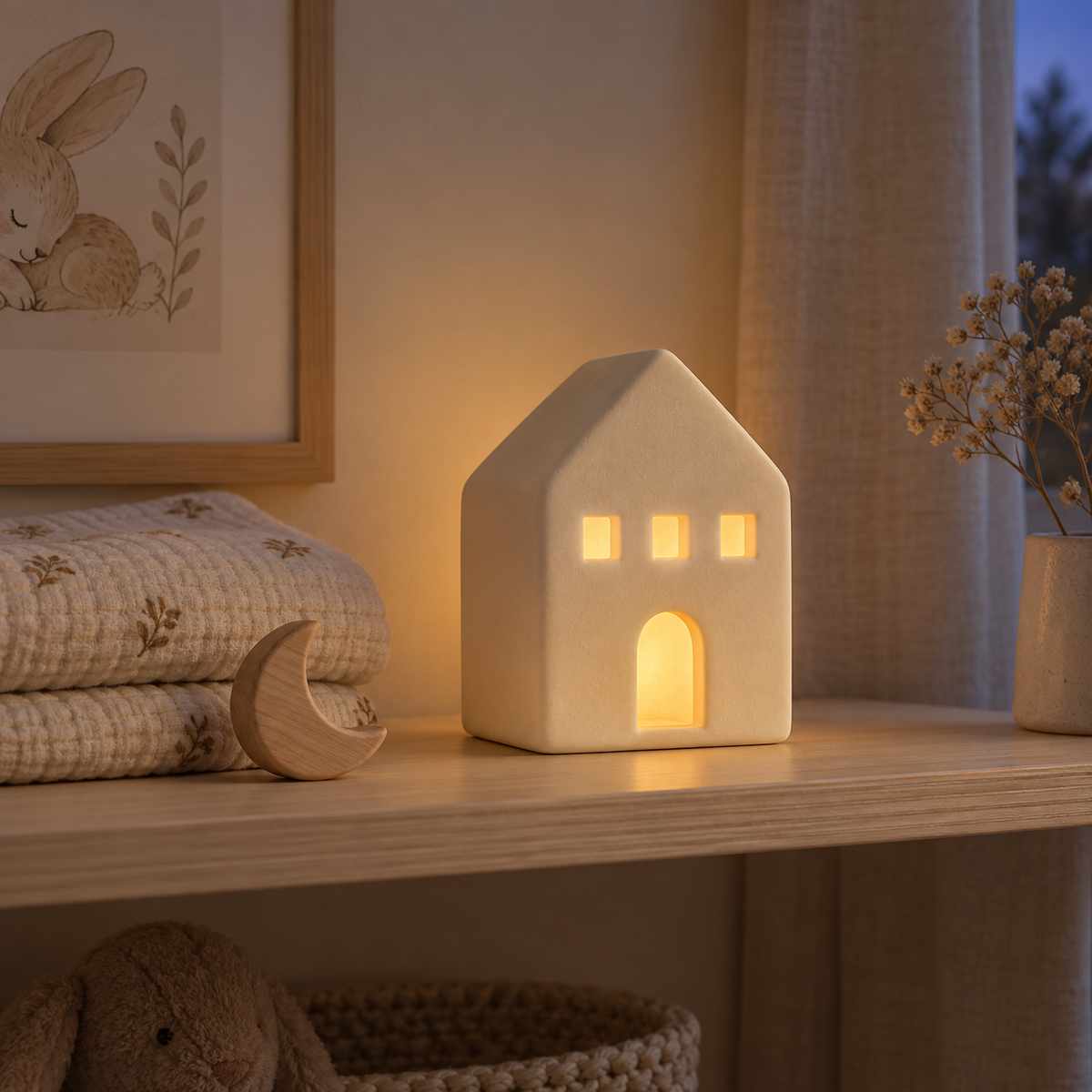 Ceramic Cottage Night Light